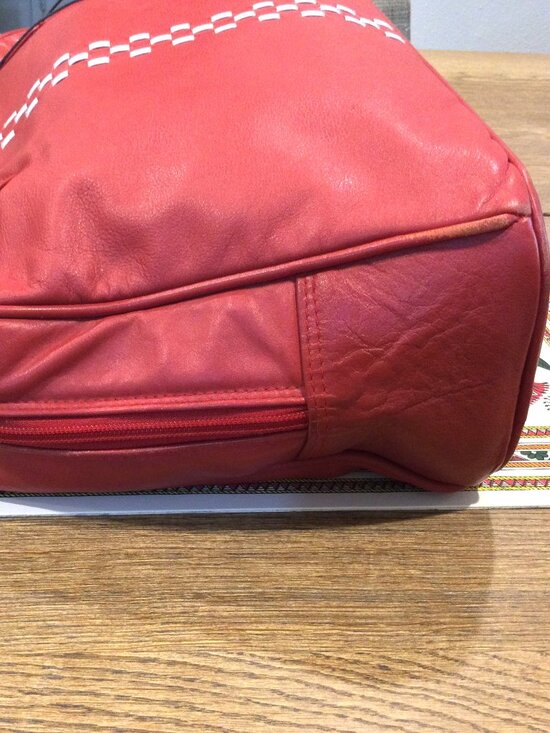 PICARD Red Leather Handbag Top Handle Medium Zip Bag - Picture 10 of 11